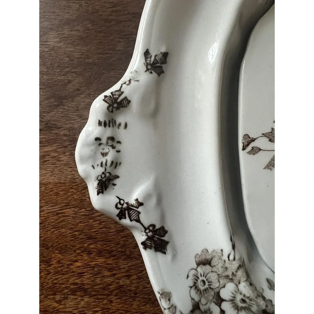 Wedgwood Celia Butter Dish With Strainer Rare Brown Semi-Porcelain